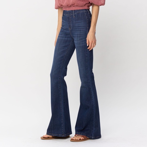 New! judy blue high waist pull on flare jeggings JB88276REG DK JB88276PL DK - Picture 3 of 12